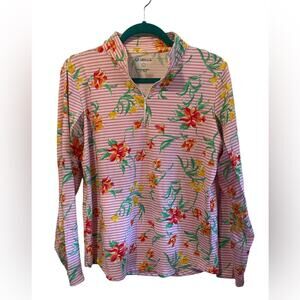 Ibkul women’s size L floral print 1/4 zip activewear top